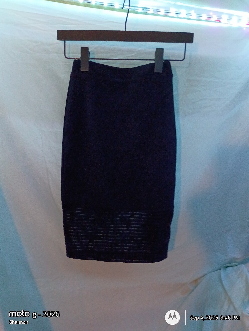 Classic Black Pencil Skirt with Sheer Hem